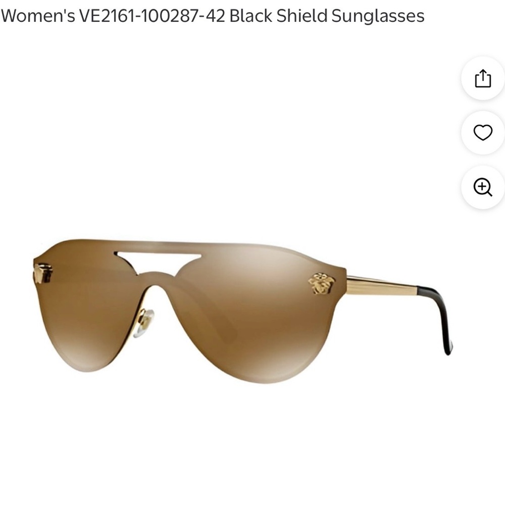 Authentic Versace Brown Gradient Shield Sunglasses with Gold Accents